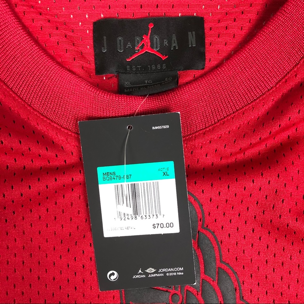 Nike Jordan Air Jumpman Mens Mesh Jersey Wings Bred Red Retro Size XL BQ8479-687 - Picture 9 of 10
